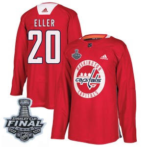 Washington Capitals Lars Eller Official Red Adidas Authentic Adult Practice 2018 Stanley Cup Final Patch NHL Hockey Jersey