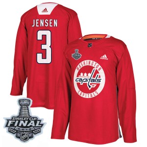Washington Capitals Nick Jensen Official Red Adidas Authentic Adult Practice 2018 Stanley Cup Final Patch NHL Hockey Jersey