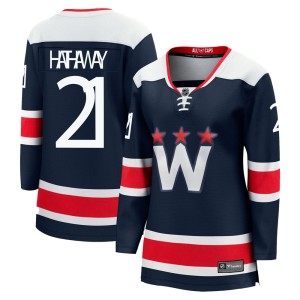 Washington Capitals Garnet Hathaway Official Navy Fanatics Branded Premier Women's zied Breakaway 2020/21 Alternate NHL Hockey Jersey