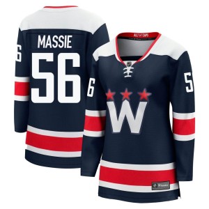 Washington Capitals Jake Massie Official Navy Fanatics Branded Premier Women's zied Breakaway 2020/21 Alternate NHL Hockey Jersey