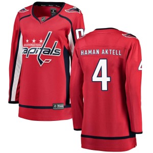 Washington Capitals Hardy Haman Aktell Official Red Fanatics Branded Breakaway Women's Home NHL Hockey Jersey