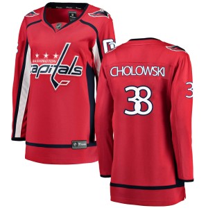Washington Capitals Dennis Cholowski Official Red Fanatics Branded Breakaway Women's Home NHL Hockey Jersey