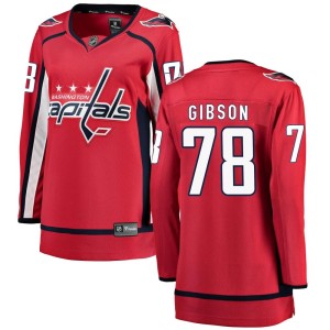 Washington Capitals Mitchell Gibson Official Red Fanatics Branded Breakaway Women's Home NHL Hockey Jersey