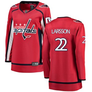 Washington Capitals Johan Larsson Official Red Fanatics Branded Breakaway Women's Home NHL Hockey Jersey