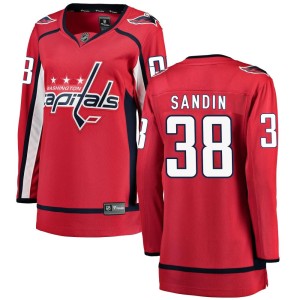 Washington Capitals Rasmus Sandin Official Red Fanatics Branded Breakaway Women's Home NHL Hockey Jersey