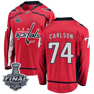 Washington Capitals John Carlson Official Red Fanatics Branded Breakaway Adult Home 2018 Stanley Cup Final Patch NHL Hockey Jers
