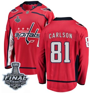 Washington Capitals Adam Carlson Official Red Fanatics Branded Breakaway Adult Home 2018 Stanley Cup Final Patch NHL Hockey Jers