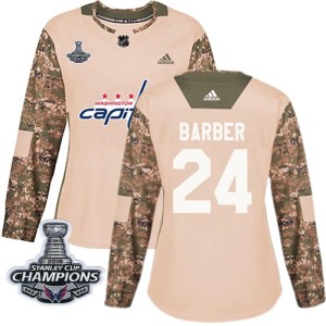 Washington Capitals Riley Barber Official Camo Adidas Authentic Women's Veterans Day Practice 2018 Stanley Cup Champions Patch N