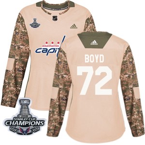 Washington Capitals Travis Boyd Official Camo Adidas Authentic Women's Veterans Day Practice 2018 Stanley Cup Champions Patch NH