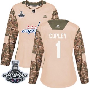 Washington Capitals Pheonix Copley Official Camo Adidas Authentic Women's Veterans Day Practice 2018 Stanley Cup Champions Patch