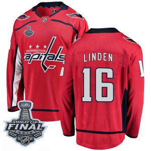 Washington Capitals Trevor Linden Official Red Fanatics Branded Breakaway Youth Home 2018 Stanley Cup Final Patch NHL Hockey Jer