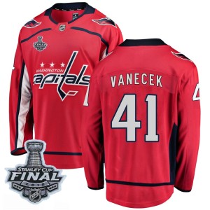 Washington Capitals Vitek Vanecek Official Red Fanatics Branded Breakaway Youth Home 2018 Stanley Cup Final Patch NHL Hockey Jer
