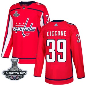 Washington Capitals Enrico Ciccone Official Red Adidas Authentic Adult Home 2018 Stanley Cup Champions Patch NHL Hockey Jersey