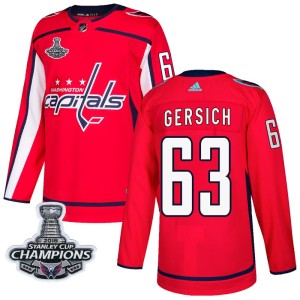 Washington Capitals Shane Gersich Official Red Adidas Authentic Adult Home 2018 Stanley Cup Champions Patch NHL Hockey Jersey