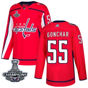 Washington Capitals Sergei Gonchar Official Red Adidas Authentic Adult Home 2018 Stanley Cup Champions Patch NHL Hockey Jersey