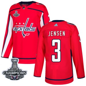 Washington Capitals Nick Jensen Official Red Adidas Authentic Adult Home 2018 Stanley Cup Champions Patch NHL Hockey Jersey