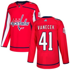 Washington Capitals Vitek Vanecek Official Red Adidas Authentic Adult Home NHL Hockey Jersey