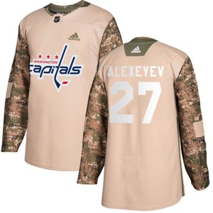 Washington Capitals Alexander Alexeyev Official Camo Adidas Authentic Youth Veterans Day Practice NHL Hockey Jersey