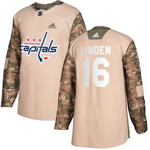 Washington Capitals Trevor Linden Official Camo Adidas Authentic Youth Veterans Day Practice NHL Hockey Jersey