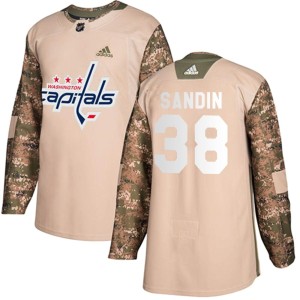 Washington Capitals Rasmus Sandin Official Camo Adidas Authentic Youth Veterans Day Practice NHL Hockey Jersey