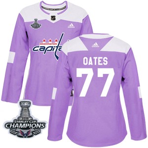 Washington Capitals Adam Oates Official Purple Adidas Authentic Women's Fights Cancer Practice 2018 Stanley Cup Champions Patch 