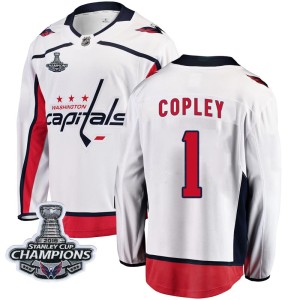 Washington Capitals Pheonix Copley Official White Fanatics Branded Breakaway Adult Away 2018 Stanley Cup Champions Patch NHL Hoc