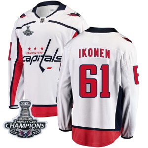 Washington Capitals Juuso Ikonen Official White Fanatics Branded Breakaway Adult Away 2018 Stanley Cup Champions Patch NHL Hocke