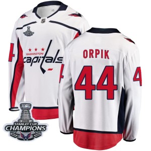 Washington Capitals Brooks Orpik Official White Fanatics Branded Breakaway Adult Away 2018 Stanley Cup Champions Patch NHL Hocke