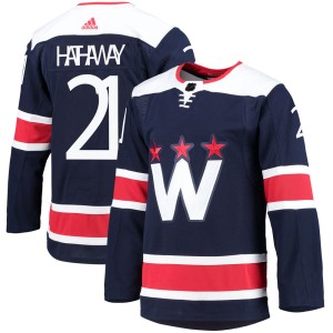 Washington Capitals Garnet Hathaway Official Navy Adidas Authentic Youth 2020/21 Alternate Primegreen Pro NHL Hockey Jersey