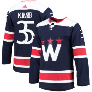 Washington Capitals Darcy Kuemper Official Navy Adidas Authentic Youth 2020/21 Alternate Primegreen Pro NHL Hockey Jersey
