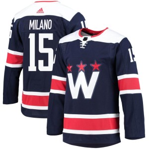 Washington Capitals Sonny Milano Official Navy Adidas Authentic Youth 2020/21 Alternate Primegreen Pro NHL Hockey Jersey