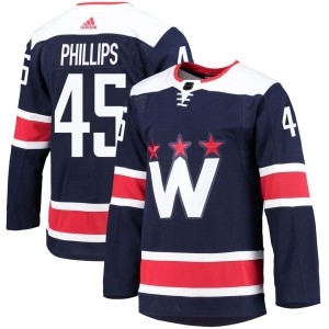 Washington Capitals Matthew Phillips Official Navy Adidas Authentic Youth 2020/21 Alternate Primegreen Pro NHL Hockey Jersey