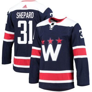 Washington Capitals Hunter Shepard Official Navy Adidas Authentic Youth 2020/21 Alternate Primegreen Pro NHL Hockey Jersey