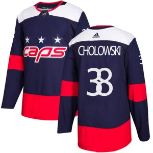Washington Capitals Dennis Cholowski Official Navy Blue Adidas Authentic Adult 2018 Stadium Series NHL Hockey Jersey