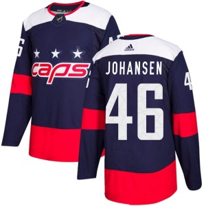 Washington Capitals Lucas Johansen Official Navy Blue Adidas Authentic Adult 2018 Stadium Series NHL Hockey Jersey