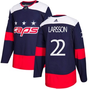 Washington Capitals Johan Larsson Official Navy Blue Adidas Authentic Adult 2018 Stadium Series NHL Hockey Jersey