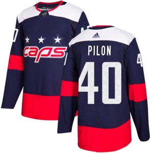 Washington Capitals Garrett Pilon Official Navy Blue Adidas Authentic Adult 2018 Stadium Series NHL Hockey Jersey