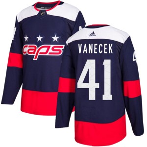 Washington Capitals Vitek Vanecek Official Navy Blue Adidas Authentic Adult 2018 Stadium Series NHL Hockey Jersey