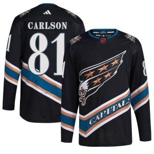 Washington Capitals Adam Carlson Official Black Adidas Authentic Youth Reverse Retro 2.0 NHL Hockey Jersey
