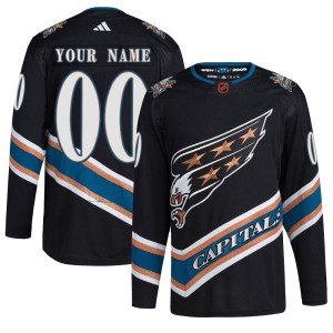 Washington Capitals Custom Official Black Adidas Authentic Youth Custom Reverse Retro 2.0 NHL Hockey Jersey
