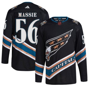 Washington Capitals Jake Massie Official Black Adidas Authentic Youth Reverse Retro 2.0 NHL Hockey Jersey