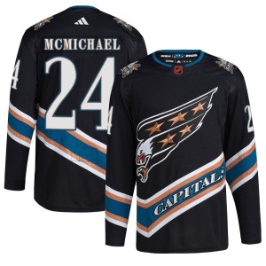 Washington Capitals Connor McMichael Official Black Adidas Authentic Youth Reverse Retro 2.0 NHL Hockey Jersey