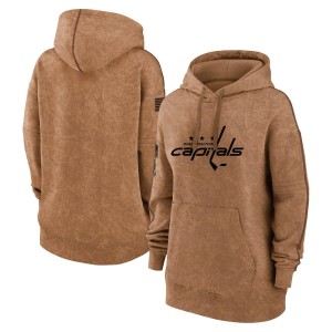 Washington Capitals Official Brown Women's 2023 Salute to Service Pullover Hoodie