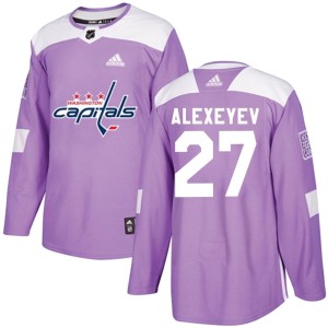 Washington Capitals Alexander Alexeyev Official Purple Adidas Authentic Adult Fights Cancer Practice NHL Hockey Jersey
