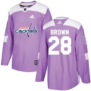 Washington Capitals Connor Brown Official Purple Adidas Authentic Adult Fights Cancer Practice NHL Hockey Jersey