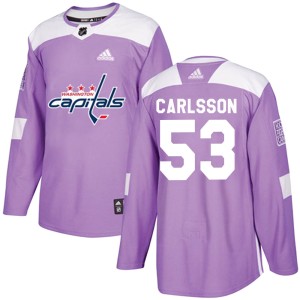 Washington Capitals Gabriel Carlsson Official Purple Adidas Authentic Adult Fights Cancer Practice NHL Hockey Jersey
