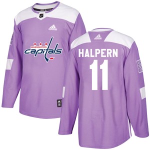 Washington Capitals Jeff Halpern Official Purple Adidas Authentic Adult Fights Cancer Practice NHL Hockey Jersey