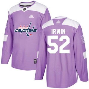 Washington Capitals Matthew Irwin Official Purple Adidas Authentic Adult Fights Cancer Practice NHL Hockey Jersey