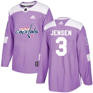 Washington Capitals Nick Jensen Official Purple Adidas Authentic Adult Fights Cancer Practice NHL Hockey Jersey