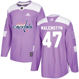 Washington Capitals Beck Malenstyn Official Purple Adidas Authentic Adult Fights Cancer Practice NHL Hockey Jersey